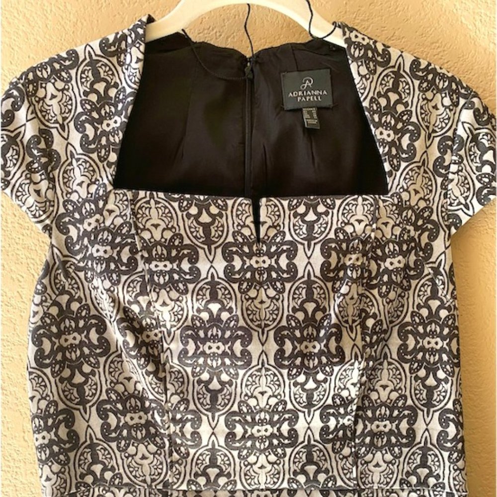 Adrianna Papell Sheath Dress Silver and Charcoal Gray Size 8